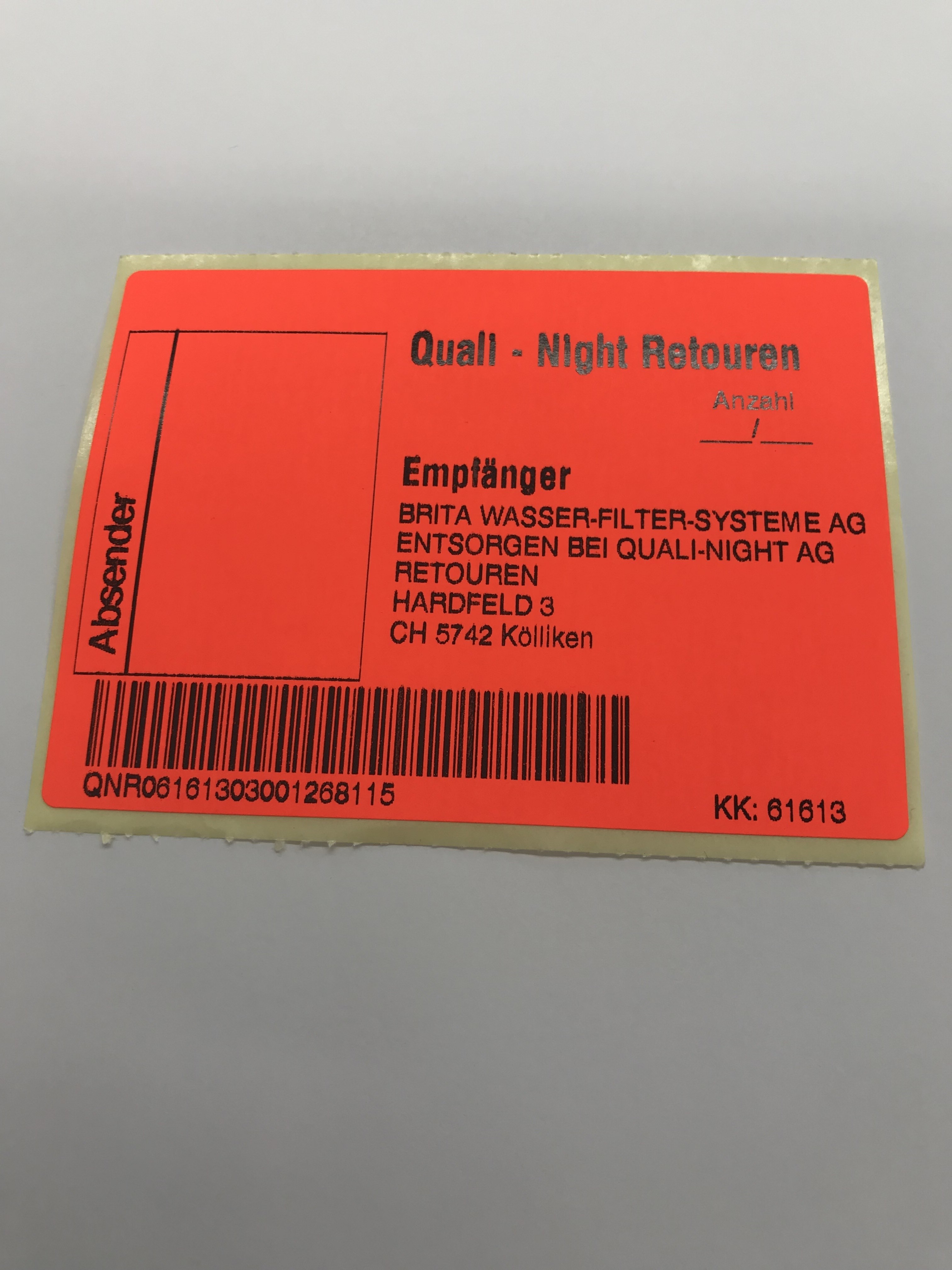 Abfalletikette Qualinight